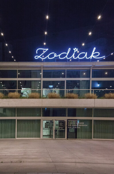 Zodiak (ul. Wiecha 4)
The Zodiak pavilion reopened in 2018 as a community-driven center of “architectural dialogue”. Along with a snazzy mosaic titled “Kosmos”, the neon is an evocative reminder of its groovy sixties roots.
