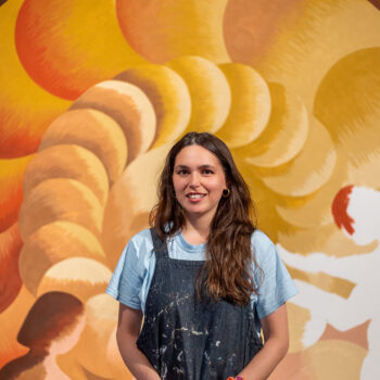 art mural museum of warsaw yellow woman painter smile